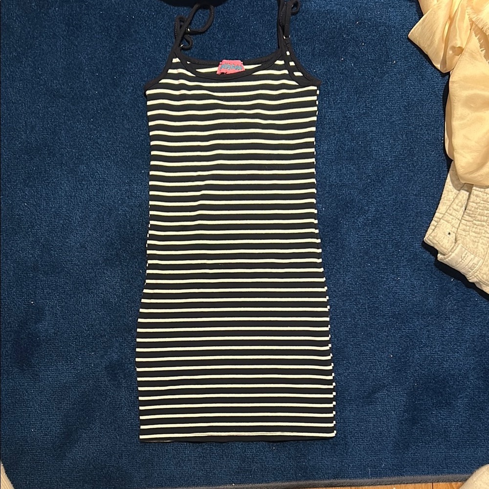 Navy and White Striped Dress